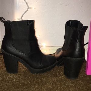 Black platform ankle boots